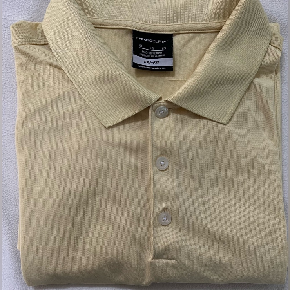 🔥RARE/Nike BETTERWORLD GOLF DRI-FIT SOLID Polo Men's SIZE EXTRA LARGE COLOR TAN